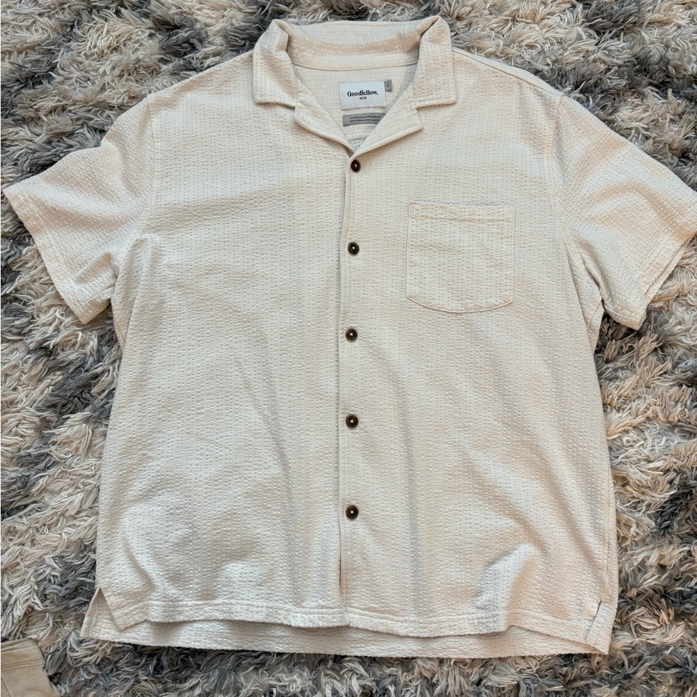 Goodfellow & Co Men's Cream Textured Button Down Shirt